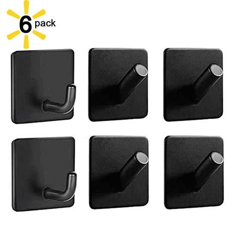 Sunficon 6 Pack Strong Adhesive Hooks Sticky Wall Hanger 304 Stainless