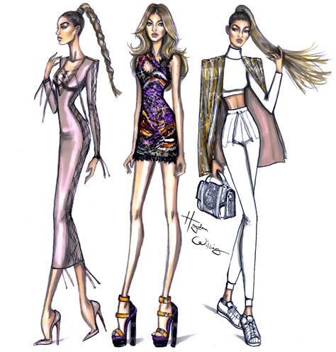 Hayden Williams Fashion Illustrations Gigi Hadid Pfw Looks By Hayden