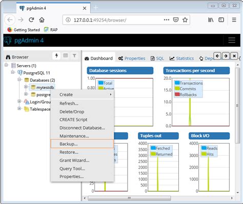 Sauvegarder et restaurer la base de données PostGres avec pgAdmin 4