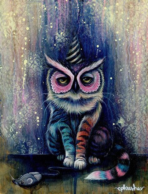 The Meowl Cat Owl Derpy Cat Spirit Animal Cat Art Fine Etsy Cat Art