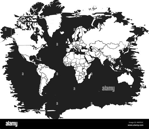 Sihouette Mapa del mundo en negro Gráficos vectoriales en blanco y