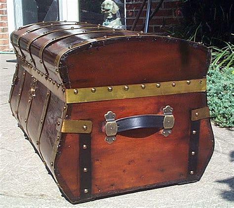 Restored Antique Steamer Trunks For Sale Both Flat Top And