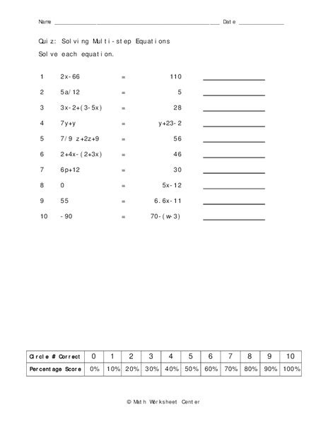 You have to identify the. Solving Multi-step Equations Worksheet for 7th Grade ...
