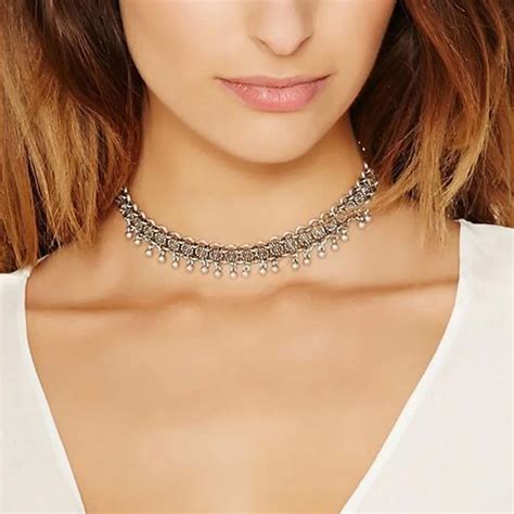 Fashion Vintage Alloy Jewelry Choker Chunky Statement Pendant Chain Necklace In Choker Necklaces