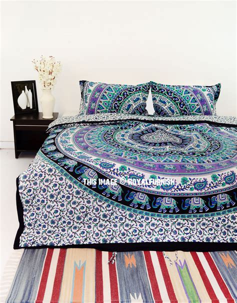 3pc king flannel & sherpa blanket set. Multi Medallion Elephants Mandala Bedding Duvet Set with 2 ...