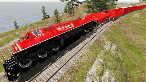 High Speed Long Train Accidents At Curved Railway 3 Beamng Drive