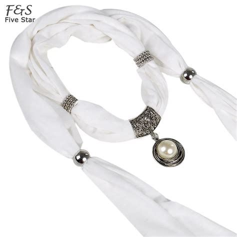 New Arrival Jewelled Pendant Necklace Scarf Alloy Imitation Pearl Jewelry Scarf Women Original