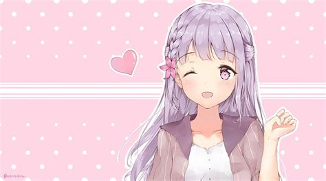 Hd Wallpaper Anime Anime Girls Winking Original Characters Front