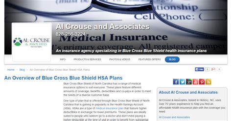 Before making a final decision, please read the plan's federal brochures (standard option and basic option: An Overview of Blue Cross Blue Shield HSA Plans; blog post for Al Crouse and Asso… | Health ...