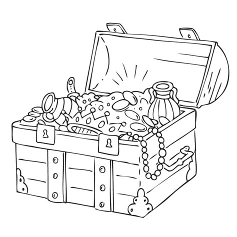 Treasure Chest Pirate Hat And Page Coloring Pages