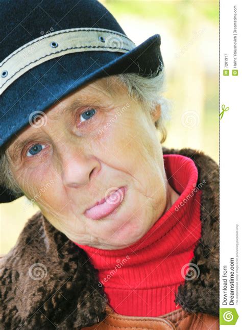 Old Woman Show Tongue Stock Image Image Of People Pair