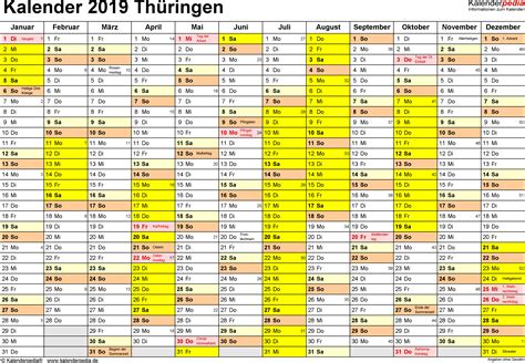 Druck kalender 2021 deutschland kostenlos mit wochennummern. Kalender 2019 Thüringen: Ferien, Feiertage, PDF-Vorlagen