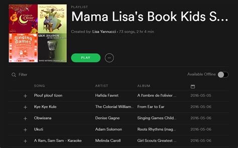 Playlist For Mama Lisas Kids Song Book