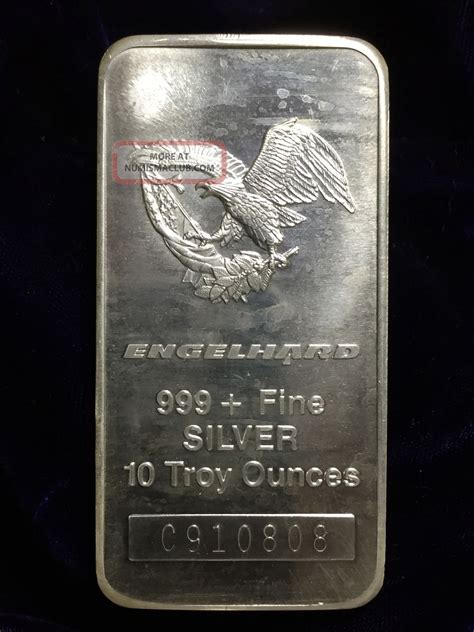 Engelhard Struck 10 Troy Oz 999 Fine Silver Commercial Bar 1986