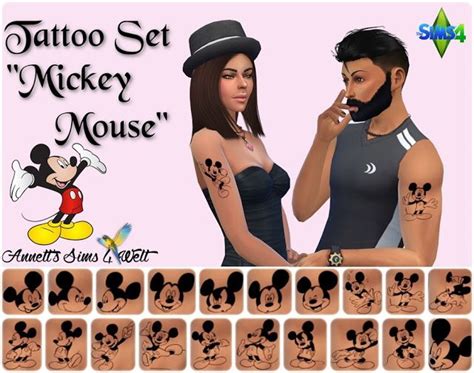 Sims 4 Ccs The Best Tattoo Set Mickey Mouse By Annett85 Mickey