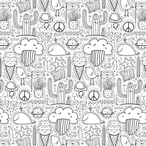 Pattern With Hand Drawn Doodle Lovely Background Doodle Funny 613482