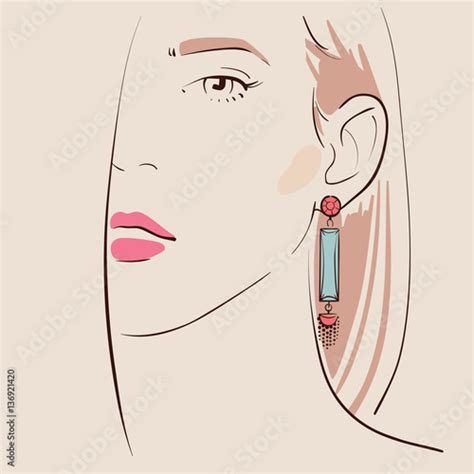 Beautiful Woman Wearing Earrings Stock Image And Royalty Free Vector