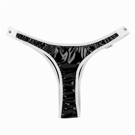 Womens Sexy Latex Rubber Panties Fetish Shorts Wetlook Waist Buckles Bikini String Homme Briefs