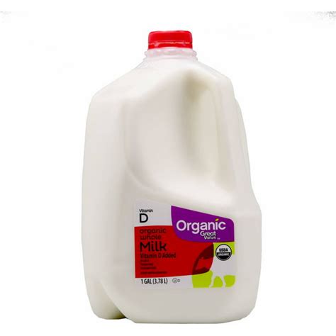 Great Value Organic Whole Unflavored Milk 1 Gallon