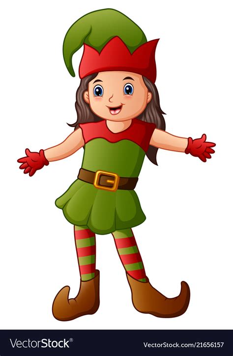 Cartoon Christmas Elf Presenting Royalty Free Vector Image