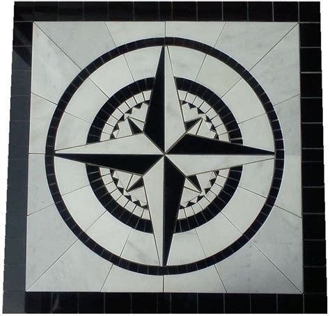 Floor Medallion Marble Mosaic Compass Rose Star Design M052 Etsy