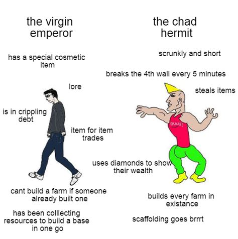 Virgin Vs Chad I Love This Collab Rhermitcraftmemes