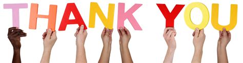 We would like to take this opportunity to thank you, our readers. Multi ethnic group of people holding the word Thank You ...