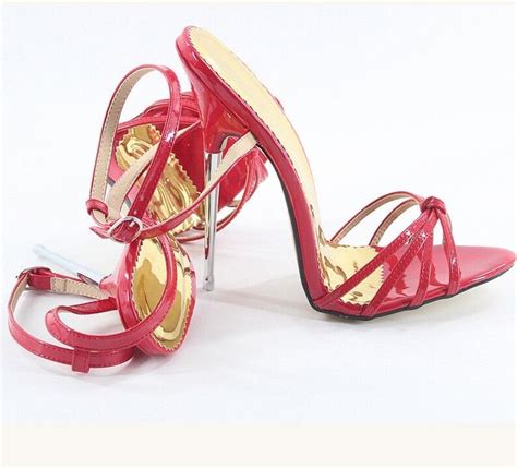 sexy extreme 16cm 6 strappy metal high heel stiletto sandals fetish uk3 12 ebay