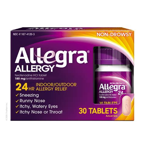 Allegra Adult 24hr Tablet 30 Ct 180 Mg Allergy Relief