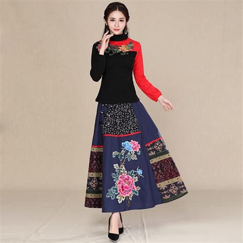 Zmvkgsoa Autumn And Winter Skirts Womens New Ethnic Chinese Style Retro