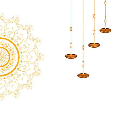 Diwali Frame Decorations Mandala With Hanging Diya Art Vector Hd Psd