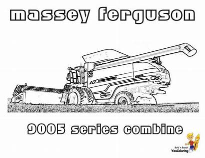 Coloring Pages Combine Tractor Massey Harvester Farm