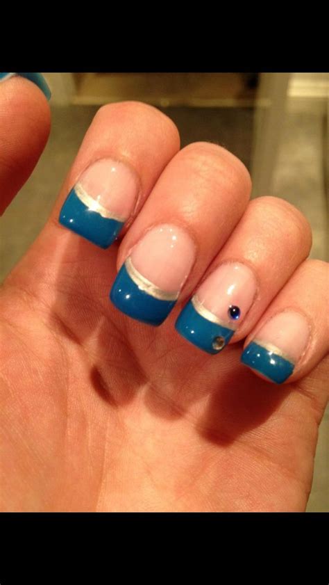 Blue Tips With A Hint If Sliver How To Do Nails Nails Beautiful Nails
