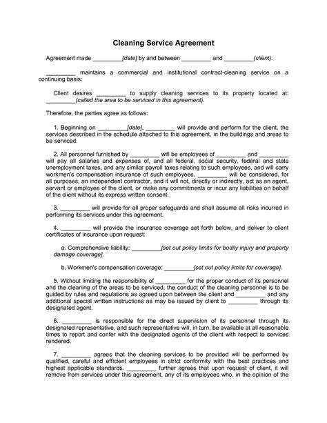 Housekeeping Contract Template