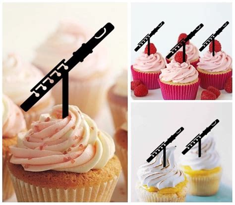 Flute Music Instrument Cupcake 10 Toppers Laser Cut Acrylic Etsy