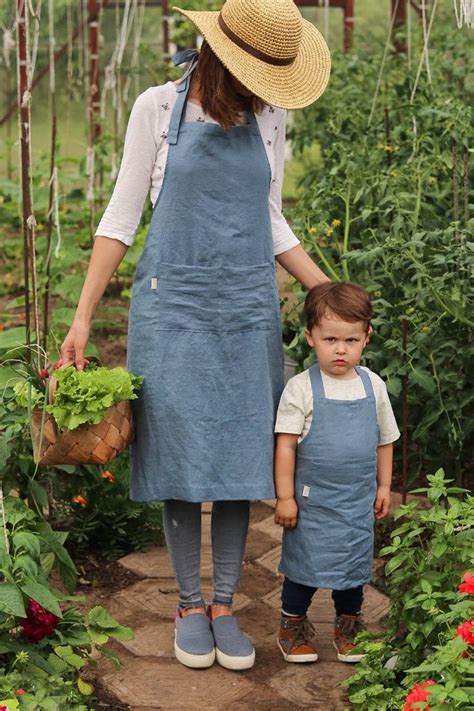 Linen Apron Washed Linen Apron For Cooking Gardening Full Etsy In