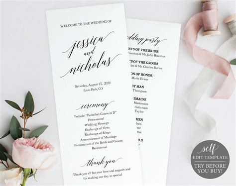 Wedding Program Printable Template