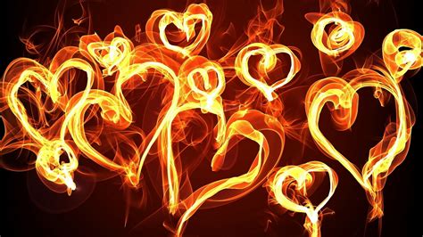 Wallpaper Abstraction Of Love Hearts Fire 1920x1080 Full Hd Picture Image