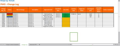 Change Control Log Template