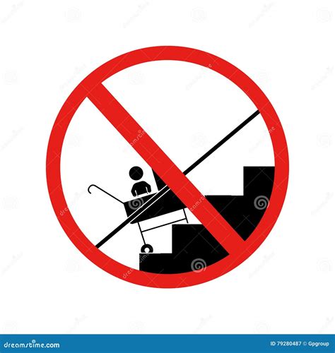 Coche De Beb Prohibido Abajo De Las Escaleras Ilustraci N Del Vector