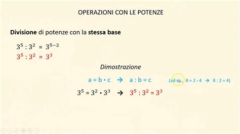 1a Media 18 Operazioni Con Le Potenze Basi Uguali Youtube