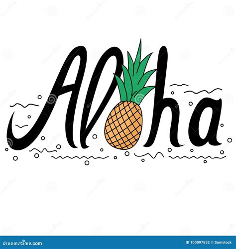 Word Aloha In Doodle Style Stock Vector Illustration Of Word 100097852