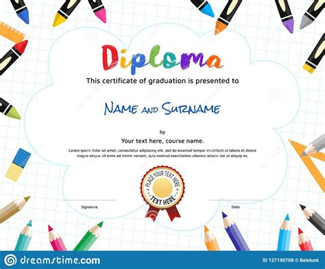 Kids Diploma Or Certificate Template With Painting Stuff Regarding