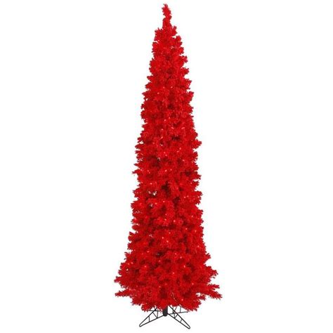 Vickerman 27 Ft Pre Lit Traditional Slim Flocked Red Artificial