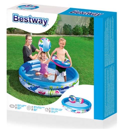Bestway Inflatable Vinyl Kids Play Pool With Ball And Ring 51120