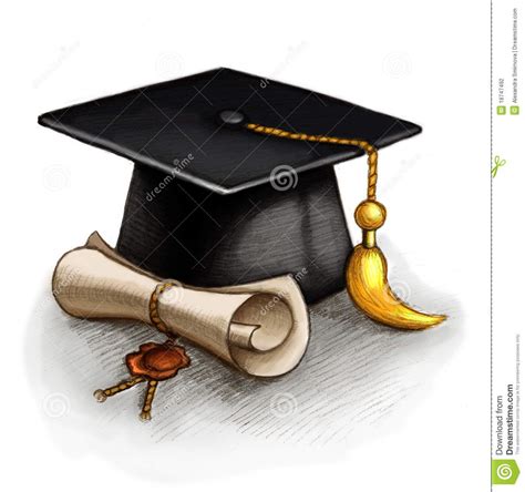 Illustration About Drawing Of Graduation Cap And Diploma Illustration