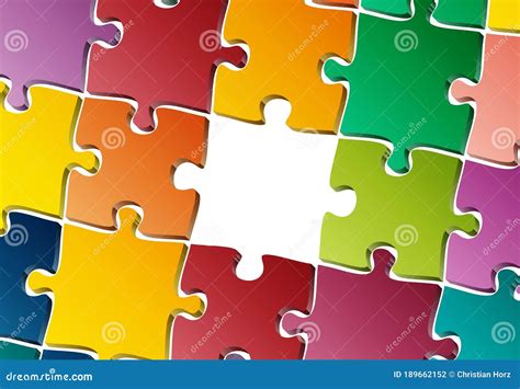 Jigsaw Puzzle With One Piece Missing Vector Illustration Stock Vector