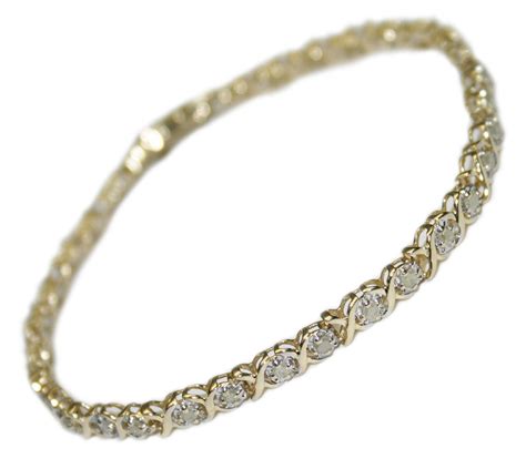 10k Yellow Gold 075 Ct Diamond Womens Bracelet 72 Length Tangible