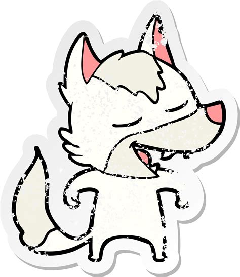 Distressed Sticker Of A Cartoon Wolf Laughing 8700193 Vector Art At