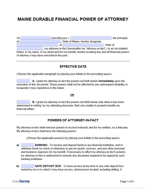 Free Maine Durable Financial Power Of Attorney Form Pdf Word